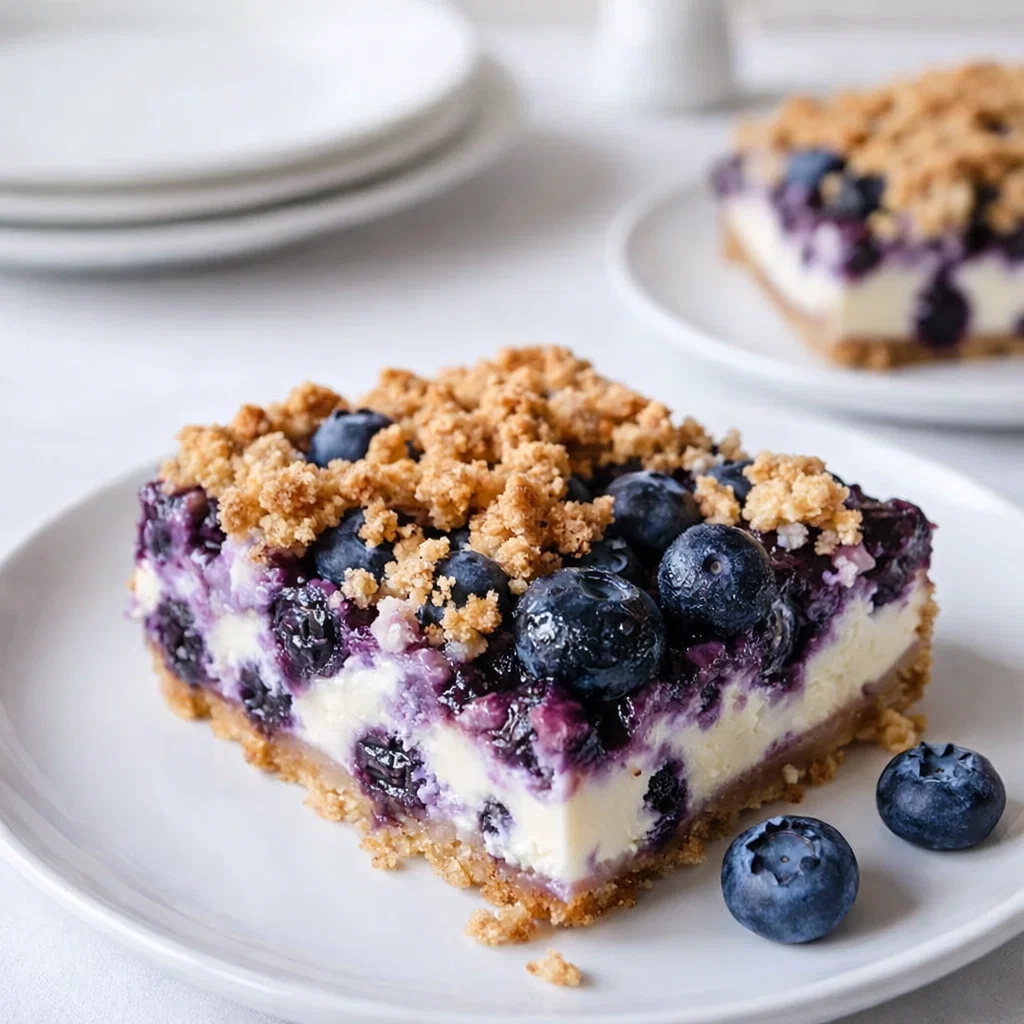 Irresistible Blueberry Crisp Cheesecake Bars for Summer Bliss