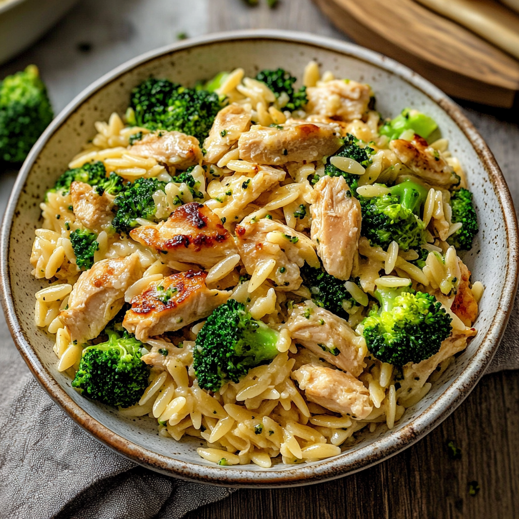 Broccoli Cheddar Chicken Orzo