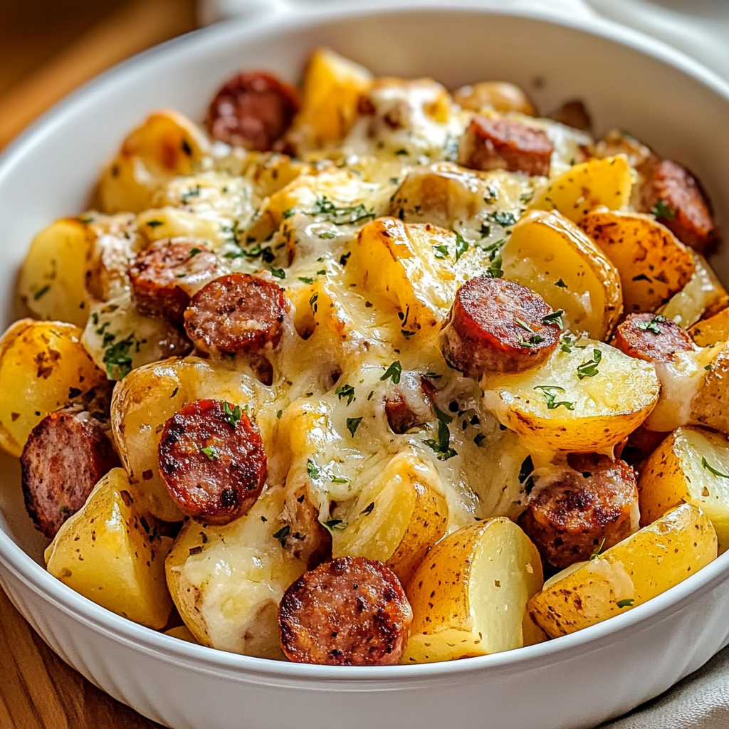 Cheesy Ranch Potatoes and Smoked Sausage