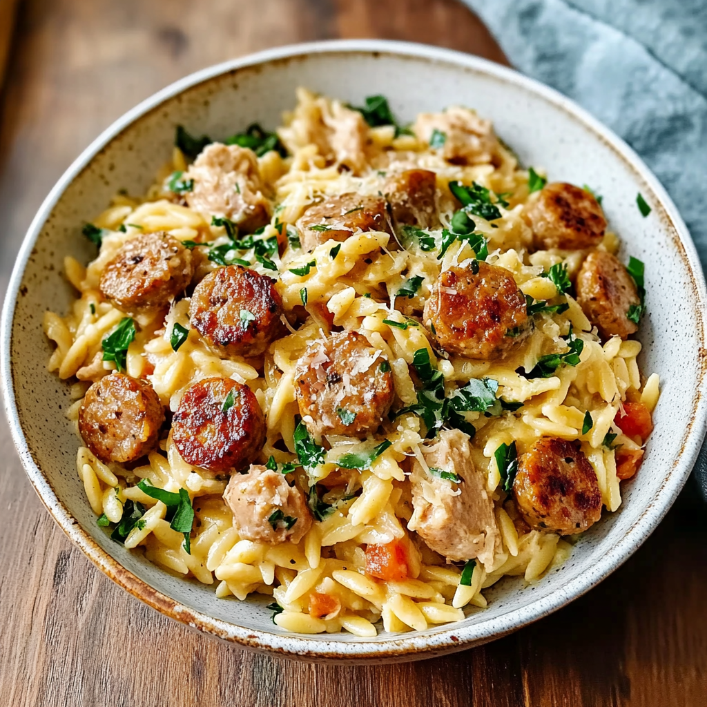 Creamy Chicken Sausage Orzo