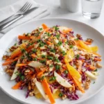 Crunchy Apple Carrot Salad with Creamy Citrus Dressing in a white bowl