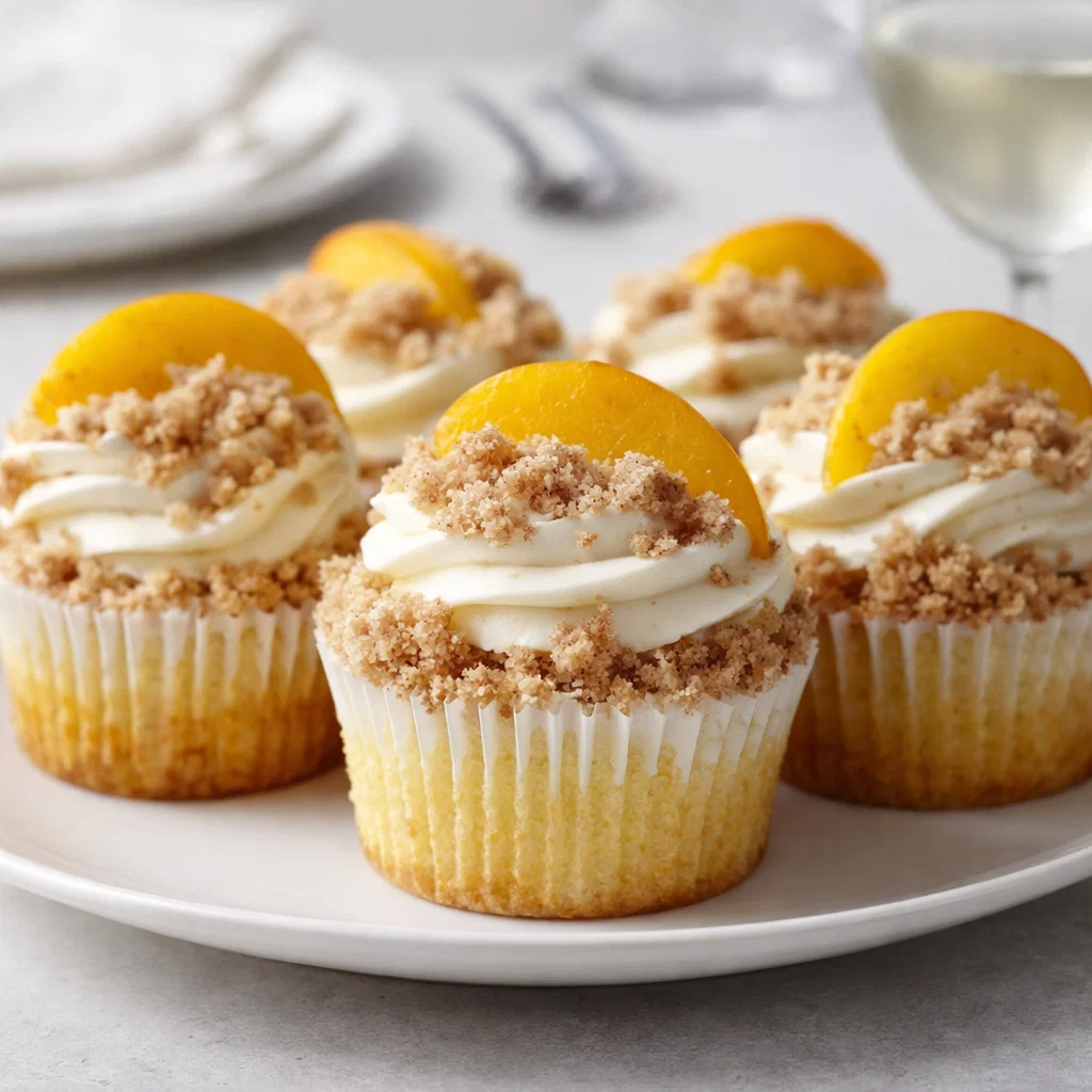 Peach Cobbler Cupcakes with a Cinnamon Streusel Topping: A Sweet Summer Hug