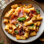 Creamy Roasted Tomato Ricotta Pasta with Crispy Prosciutto