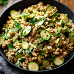 Easy Ground Chicken Zucchini Rice Skillet