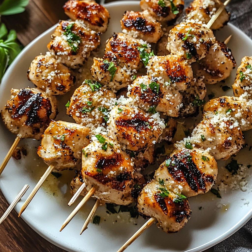 Grilled Garlic Parmesan Chicken Skewers