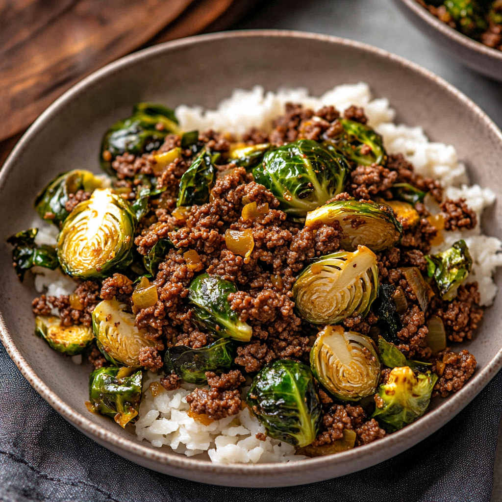 Ground Beef and Brussels Sprouts