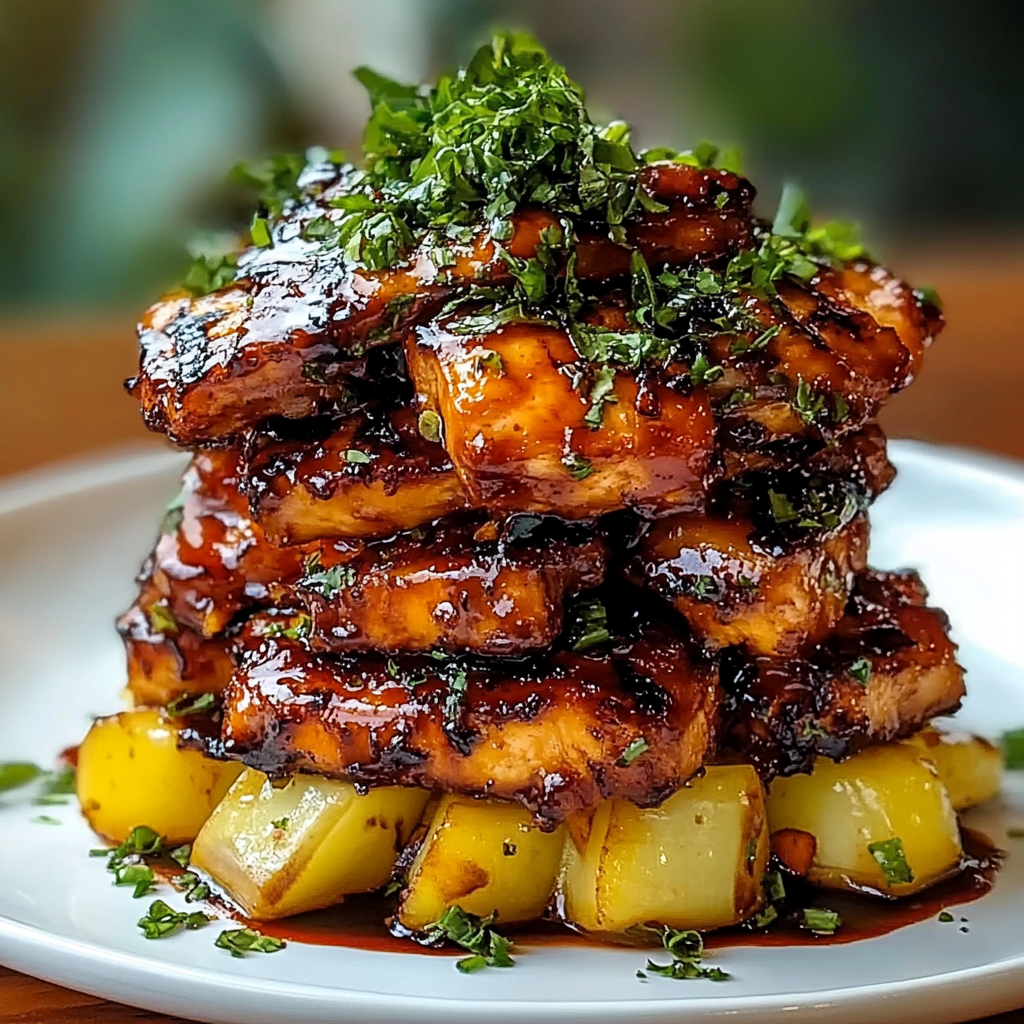 Hawaiian Huli Huli Chicken Stack