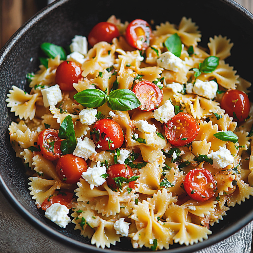 Pasta with Feta Cheese and Cherry Tomatoes