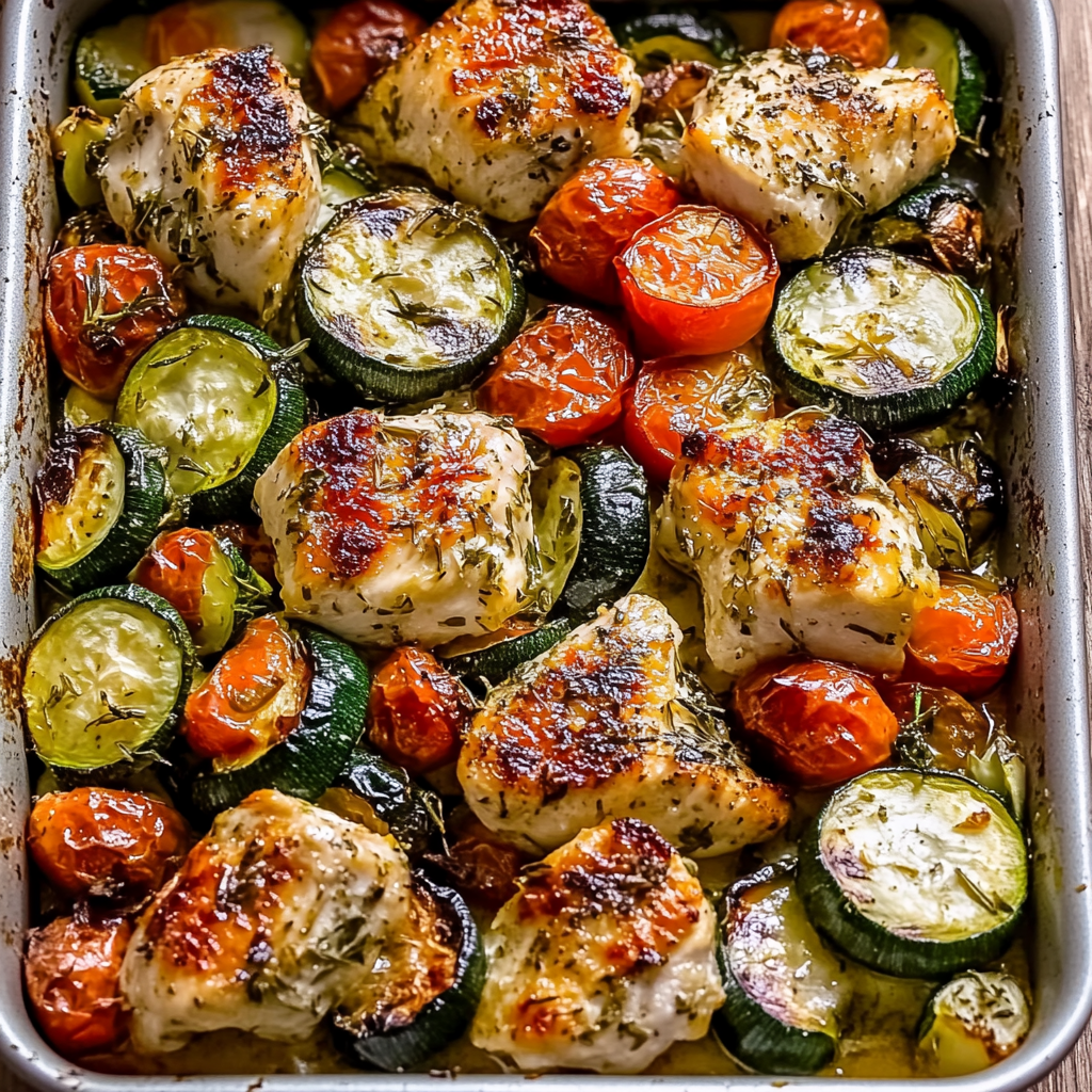 Sheet Pan Mediterranean Chicken and Zucchini
