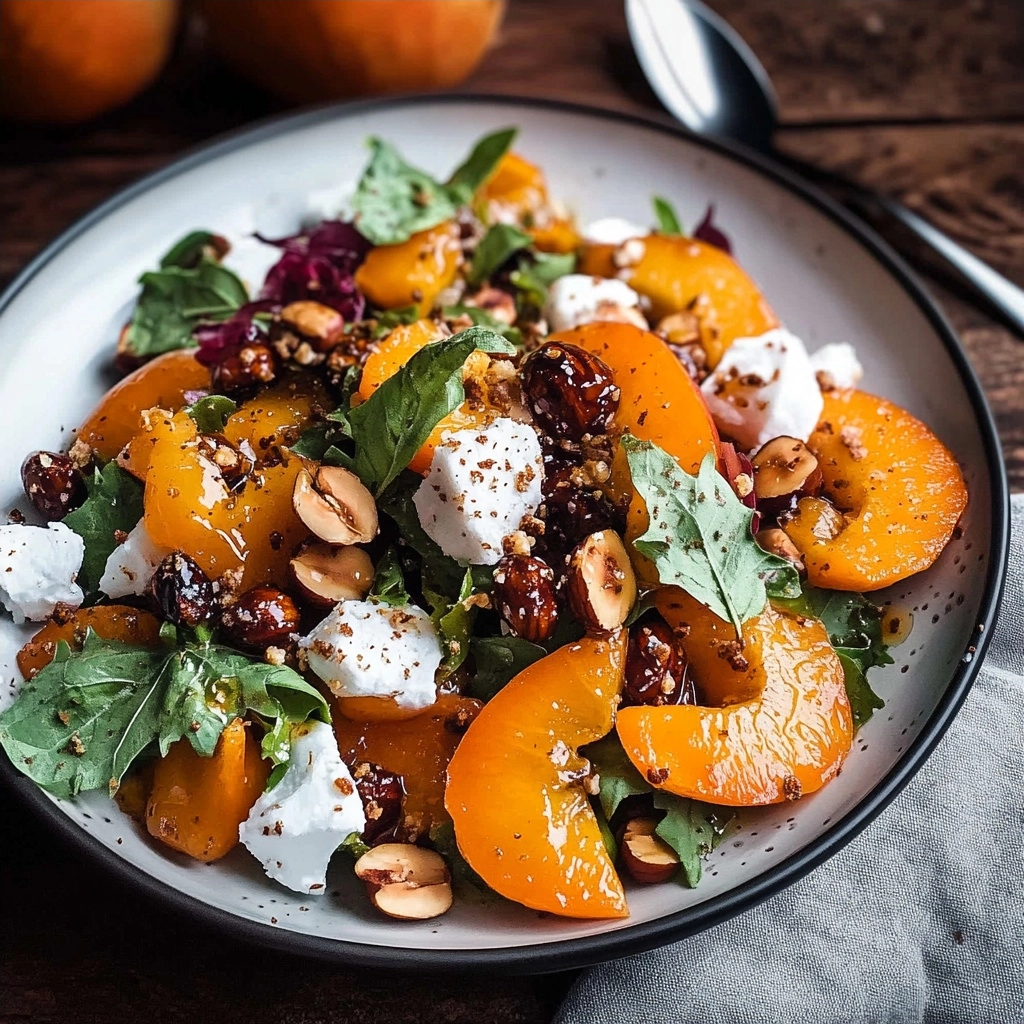 Persimmon Salad with Candied Hazelnuts