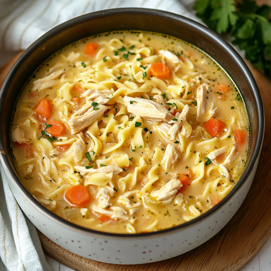 Creamy and Comforting Crack Chicken Noodle Soup