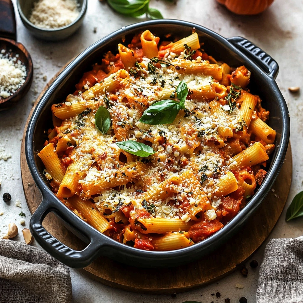 Pasta Bake with Pumpkin Tomato Sauce