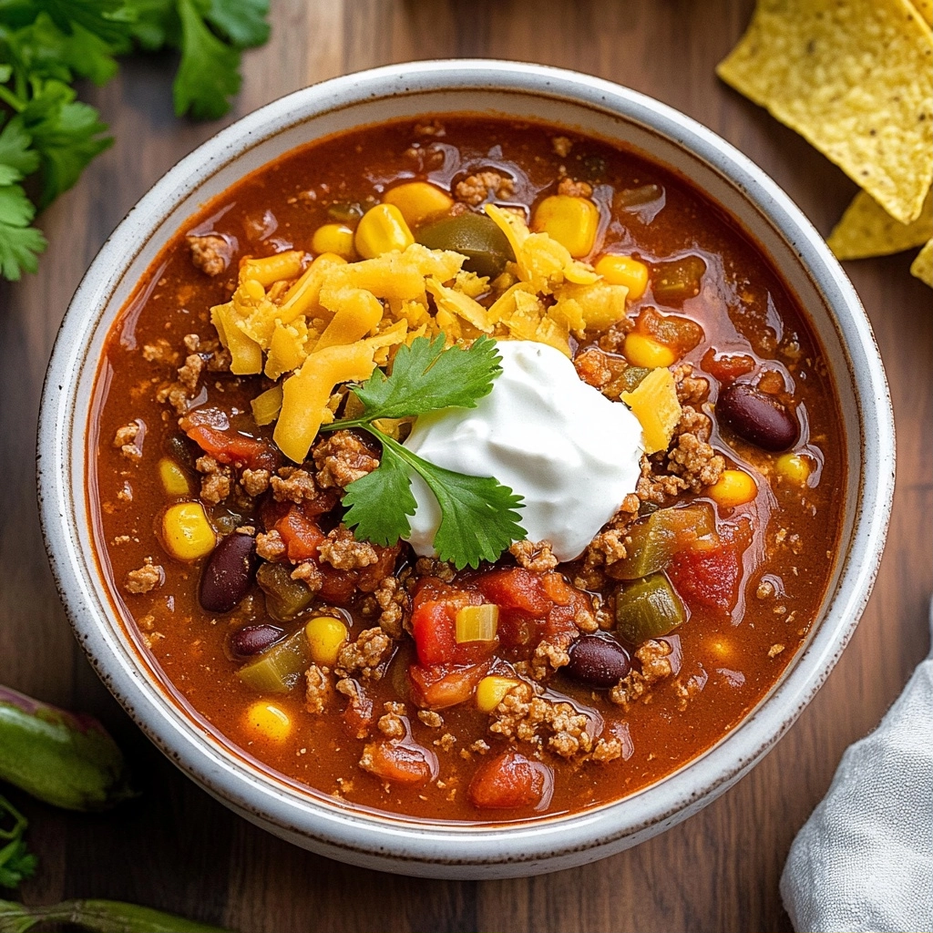 Easy Taco Soup with Ground Beef