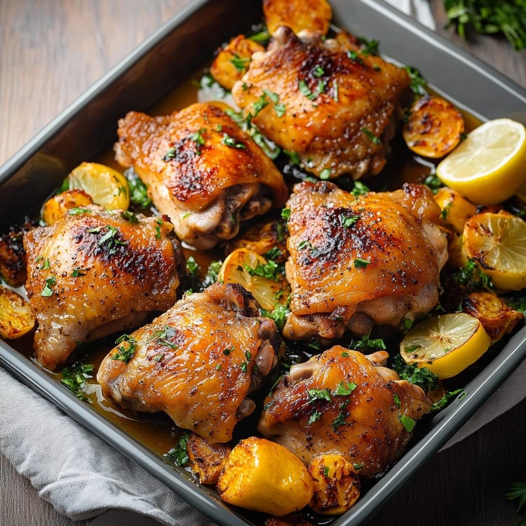 Easy Lemon Chicken Thighs with Sweet Potatoes