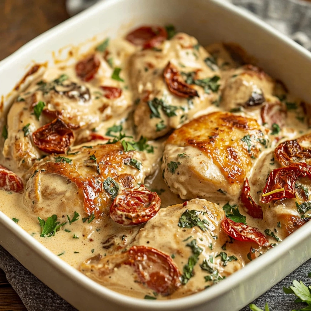 Creamy Baked Tuscan Chicken