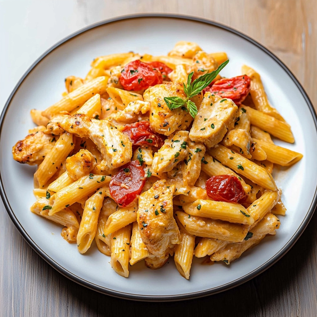 The Best Chicken Mozzarella Pasta with Sun-Dried Tomatoes