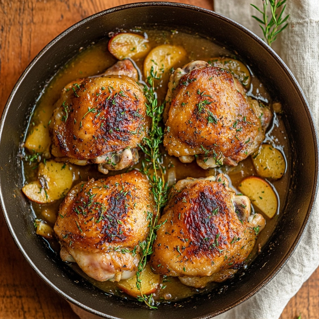 Skillet Apple Cider Chicken Thighs
