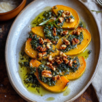 Roasted Squash with Pickled Walnut Salsa Verde & White Bean Puree