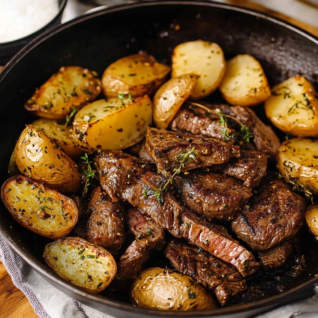 Garlic Butter Steak and Potatoes Skillet