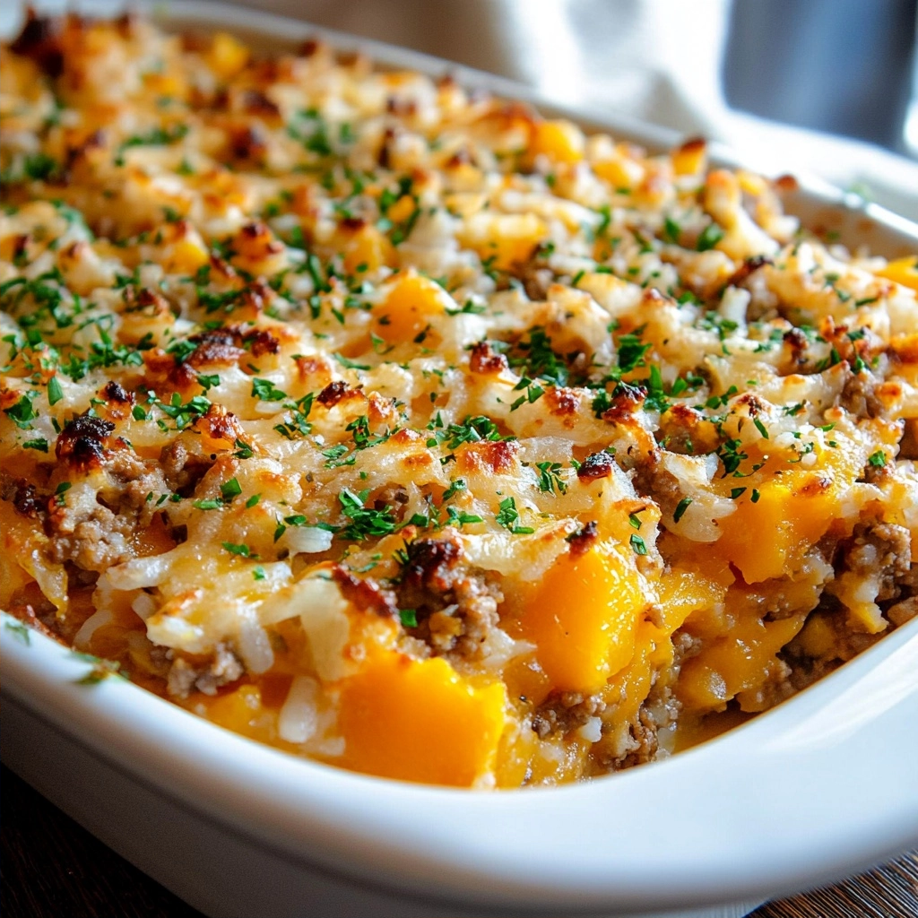 Butternut Squash Casserole With Ground Beef & Rice