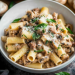 Creamy Sausage Mushroom Rigatoni