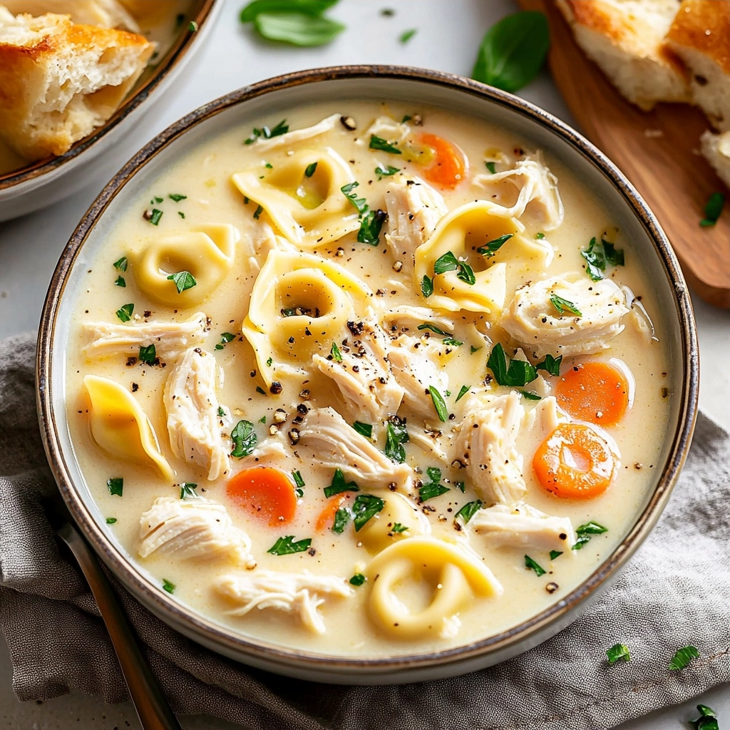 Slow Cooker Creamy Chicken Tortellini Soup