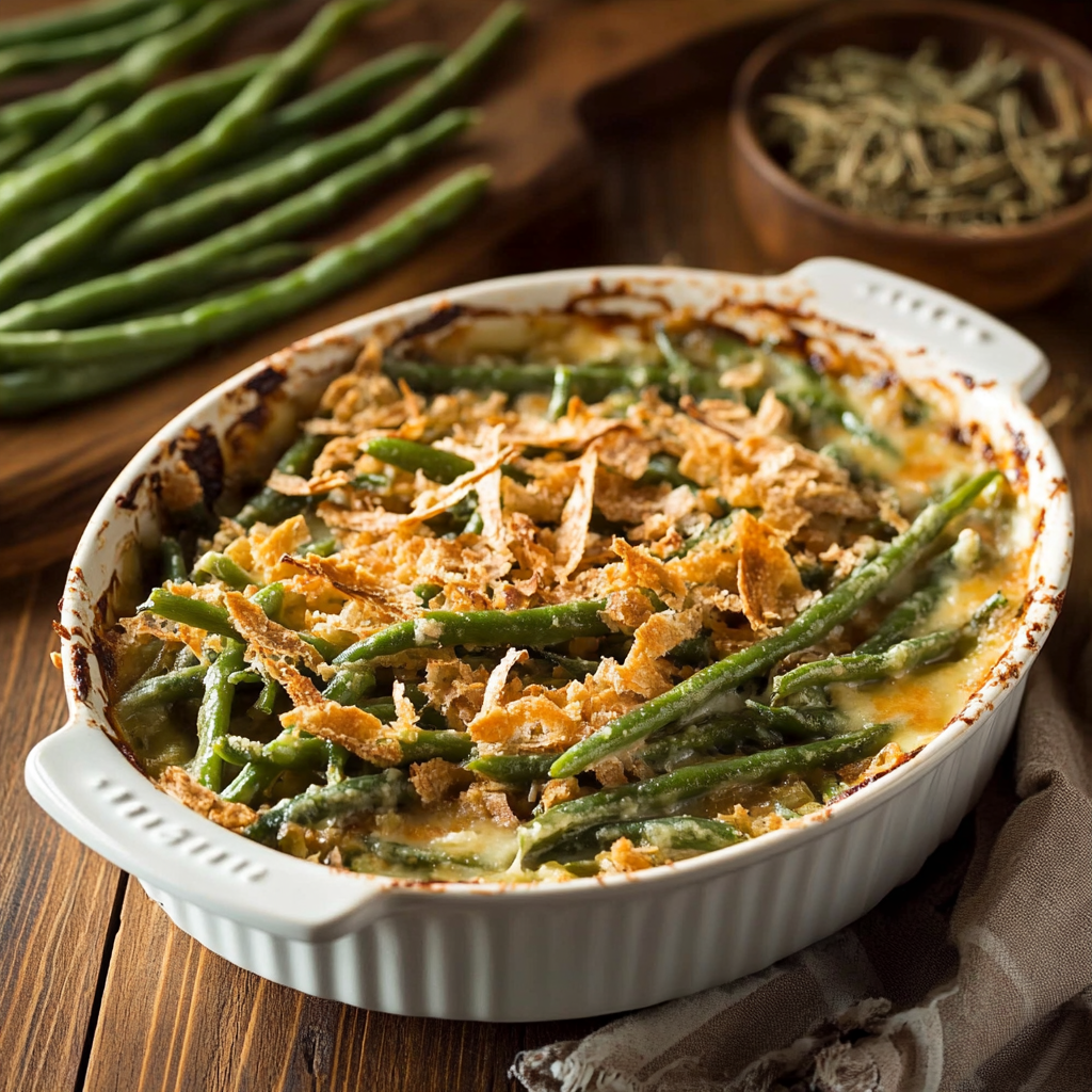 Classic Green Bean Casserole with a Cheesy Twist