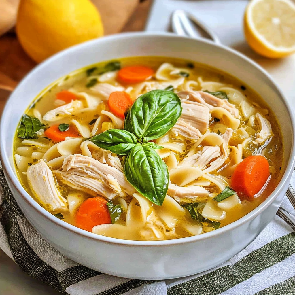 Lemon Basil Chicken Noodle Soup