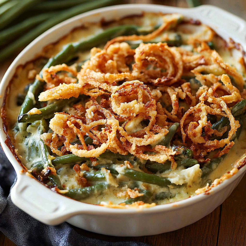 The Best Green Bean Casserole with Cream Cheese and Fried Onions
