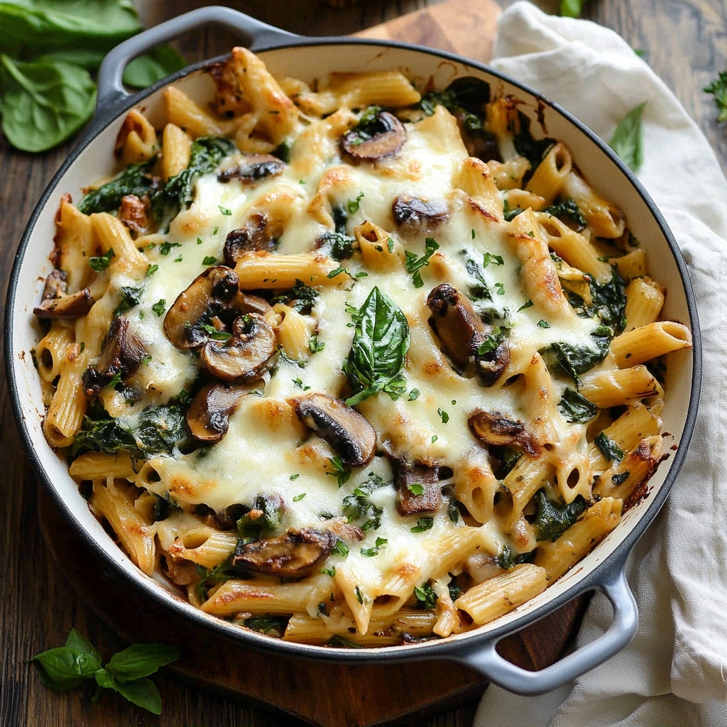 Mushroom and Spinach Pasta Bake