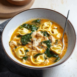 Creamy Chicken Tortellini Soup with Spinach
