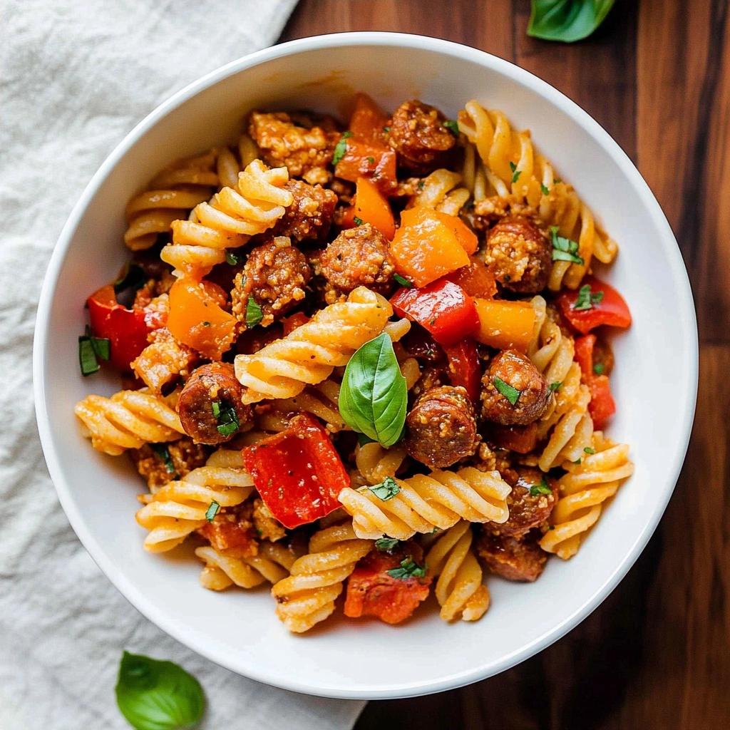 30-Minute Spicy Italian Sausage and Peppers Pasta