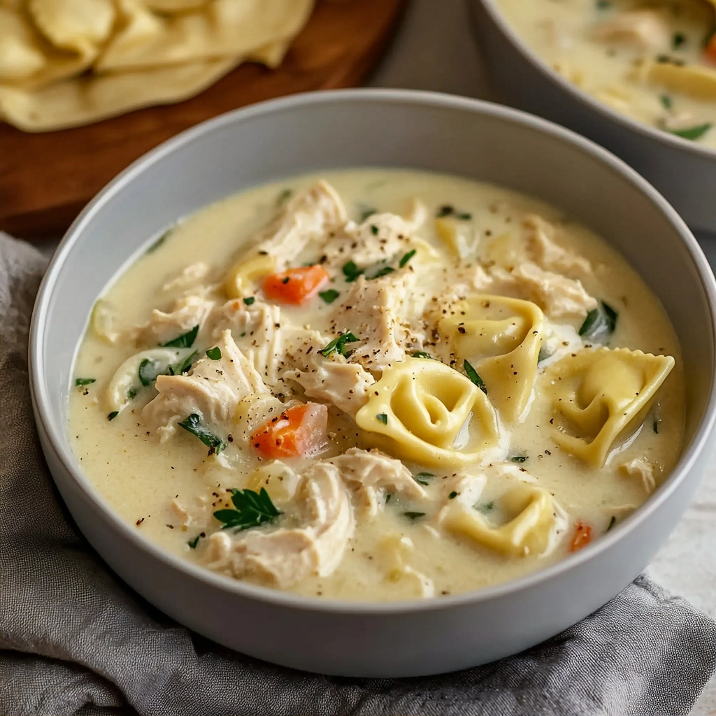 Creamy Chicken Alfredo Soup with Tortellini