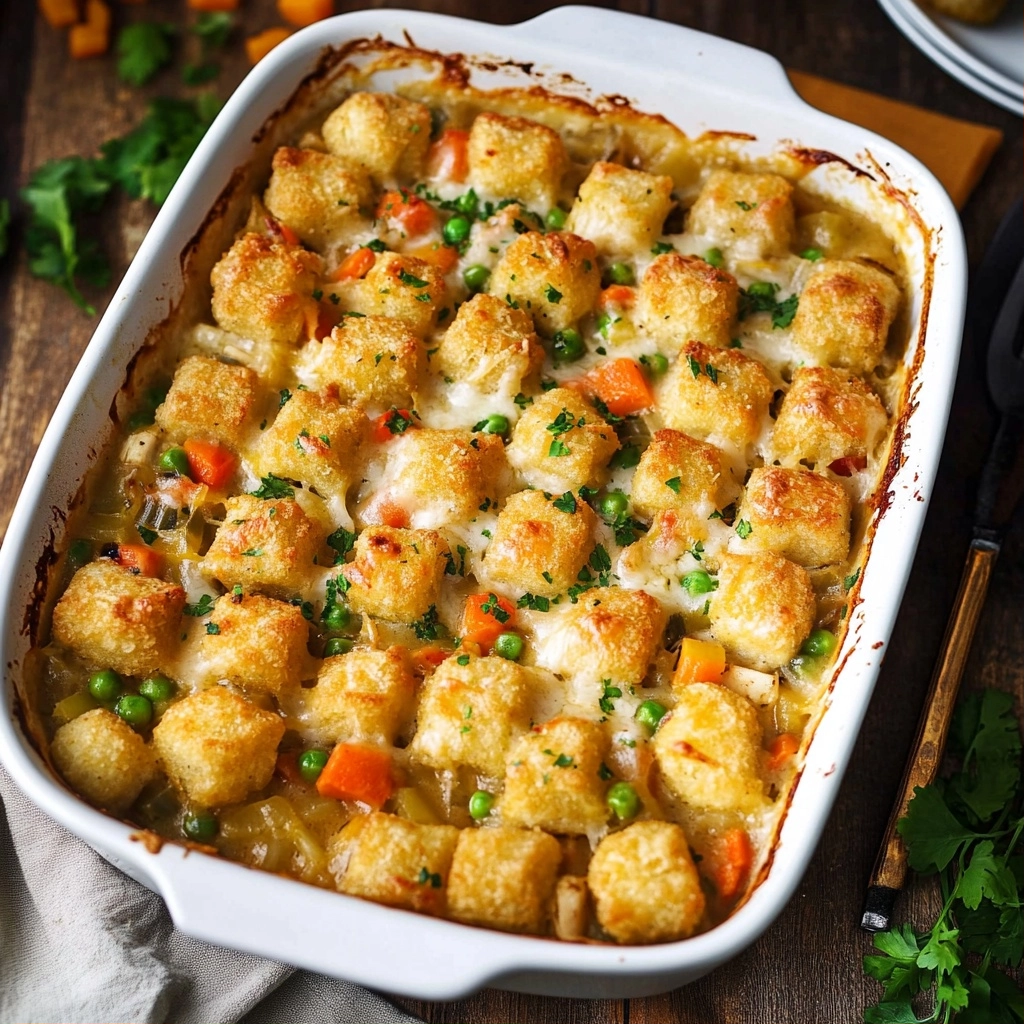 Chicken Pot Pie Tater Tot Casserole