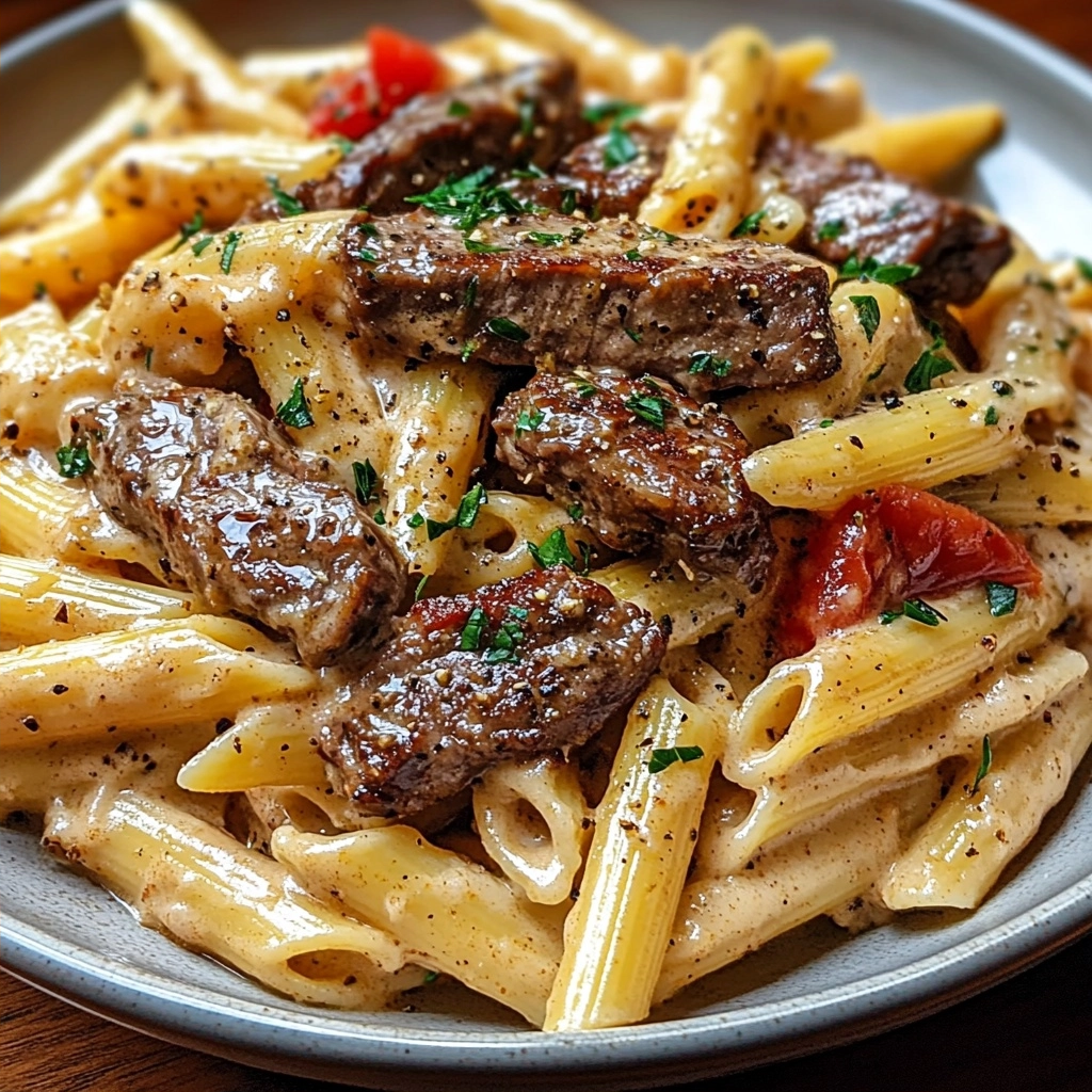 Creamy Cajun Steak Penne Pasta