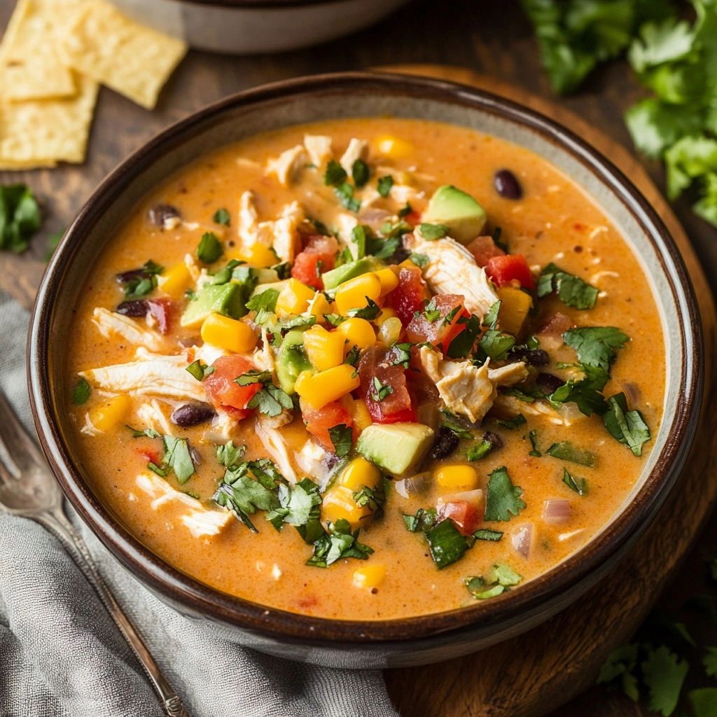 Cheesy Southwestern Chicken Tortilla Soup