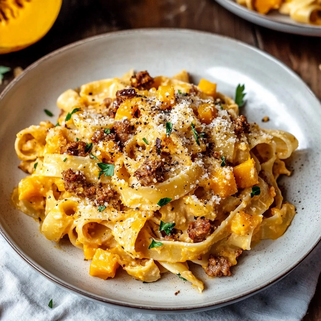 Creamy Butternut Squash Pasta with Sausage Crumbles