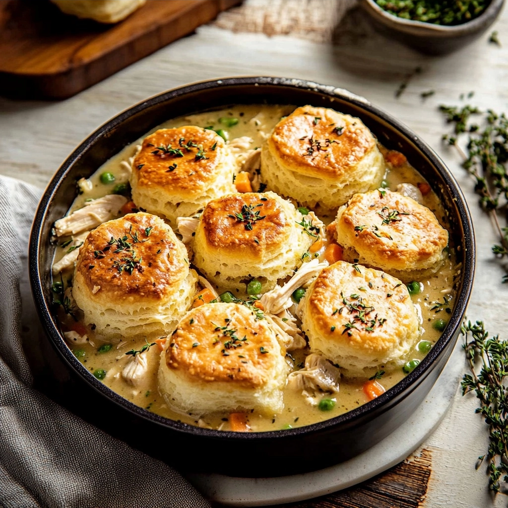 Easy Chicken Pot Pie Recipe with Biscuits