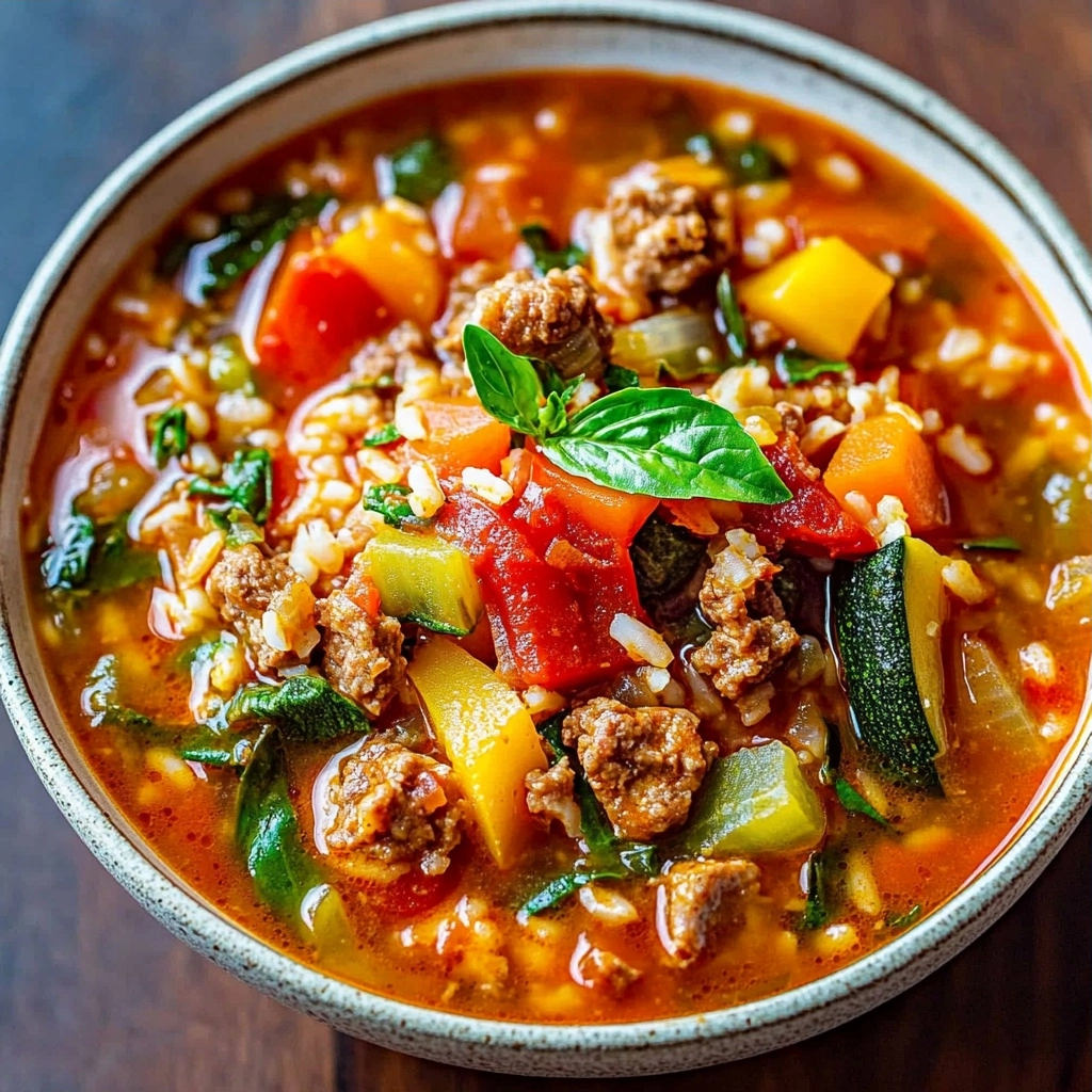 30-Minute Italian Sausage, Vegetable, and Rice Soup