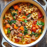 30-Minute One-Pot Beef and Bowtie Soup