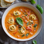 Slow Cooker Creamy Tomato Basil Tortellini Soup