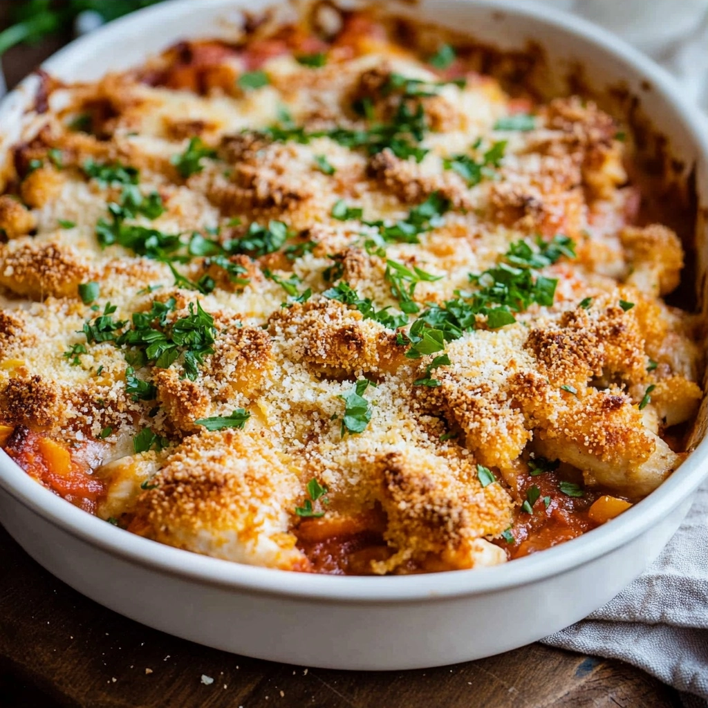 Crispy Chicken Parmesan Casserole
