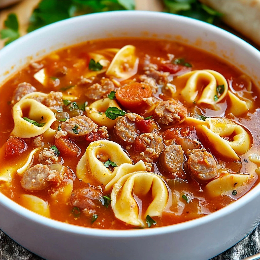 Easy Creamy Sausage Tortellini Soup