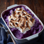 Purple Sweet Potato Casserole with Toasted Marshmallow Meringue